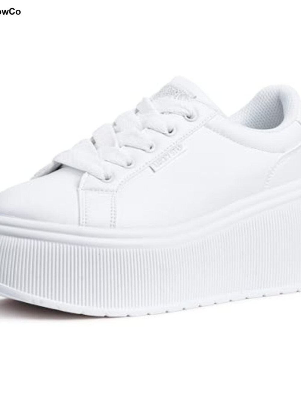 Women's Platform Wedge Canvas Sneakers Lace-Up Low Top PU